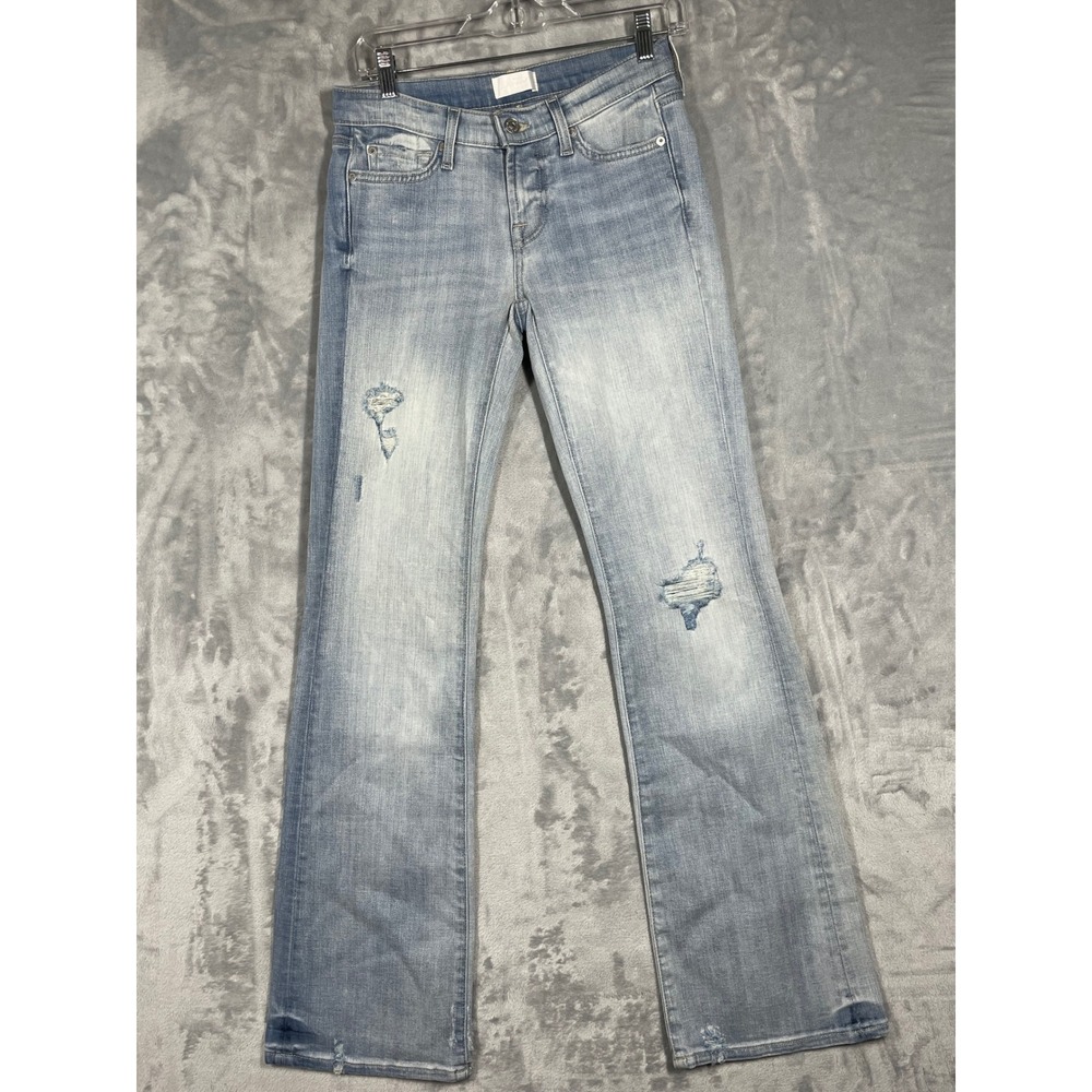7 For All Mankind Original Bootcut Distressed Light Wash Jeans Size 26 Blue